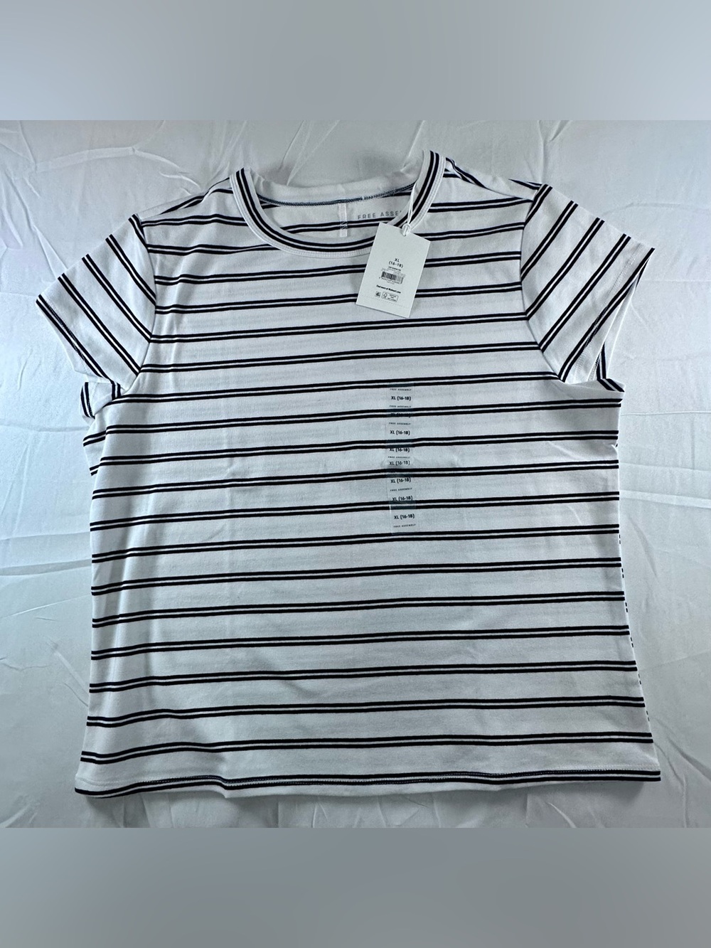 Free Assembly Classic Black & White Stripe Crewneck Tee - Women